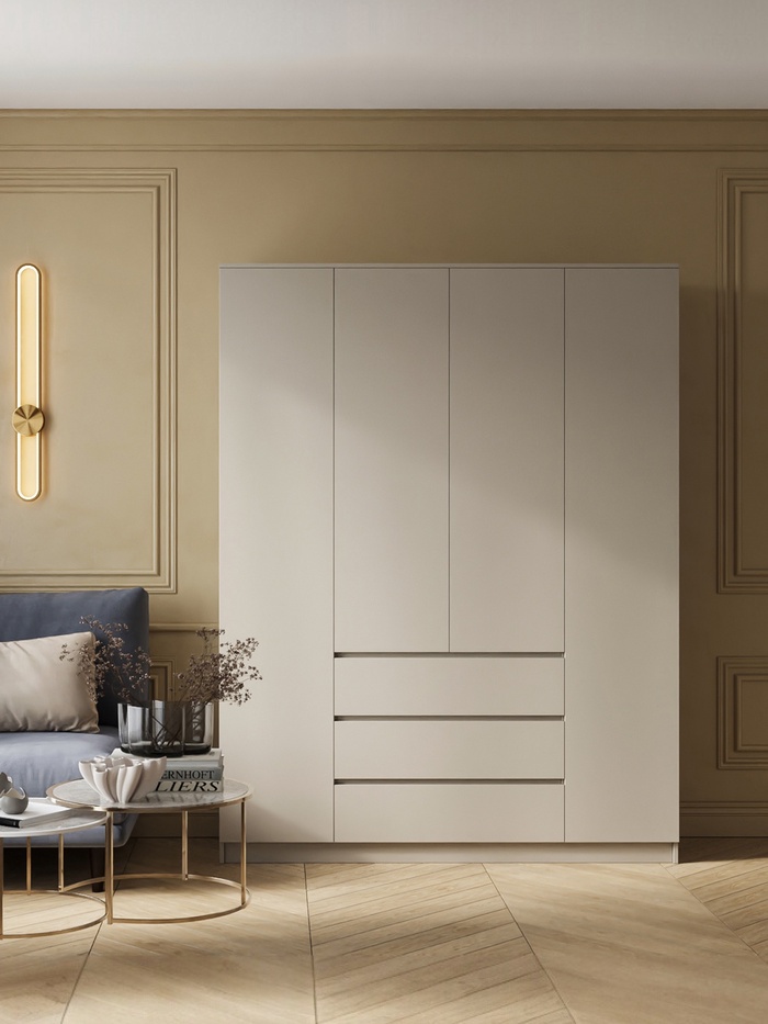 Шкаф четырёхстворчатый распашной «Бетти», 1600×520×2100 мм, цвет кашемир - Фото 1