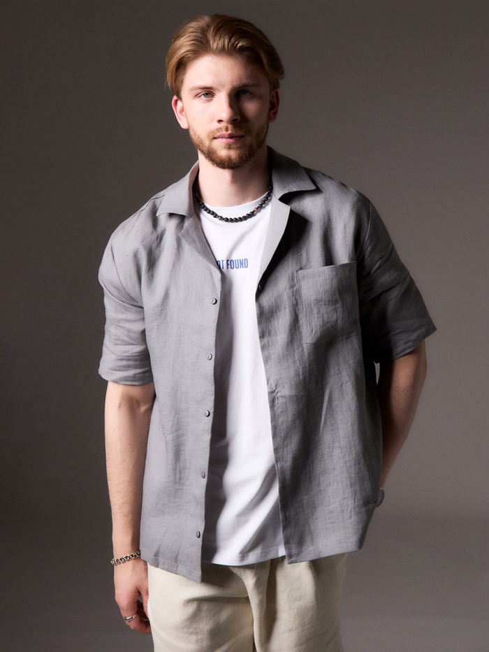 Рубашка мужская с коротким рукавом MIST, размер 50, серая - Фото 1