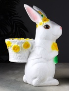 Фигурка-подставка для мелочей «Зайка с корзинкой кашпо», гипс, 15×25×38 см - фото 808976066