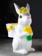 Фигурка-подставка для мелочей «Зайка с корзинкой кашпо», гипс, 15×25×38 см - фото 808976067