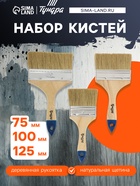 Набор кистей ТУНДРА, натуральная щетина, деревянная рукоятка, 3-4-5" (75, 100, 125 мм),3 шт. - Фото 1