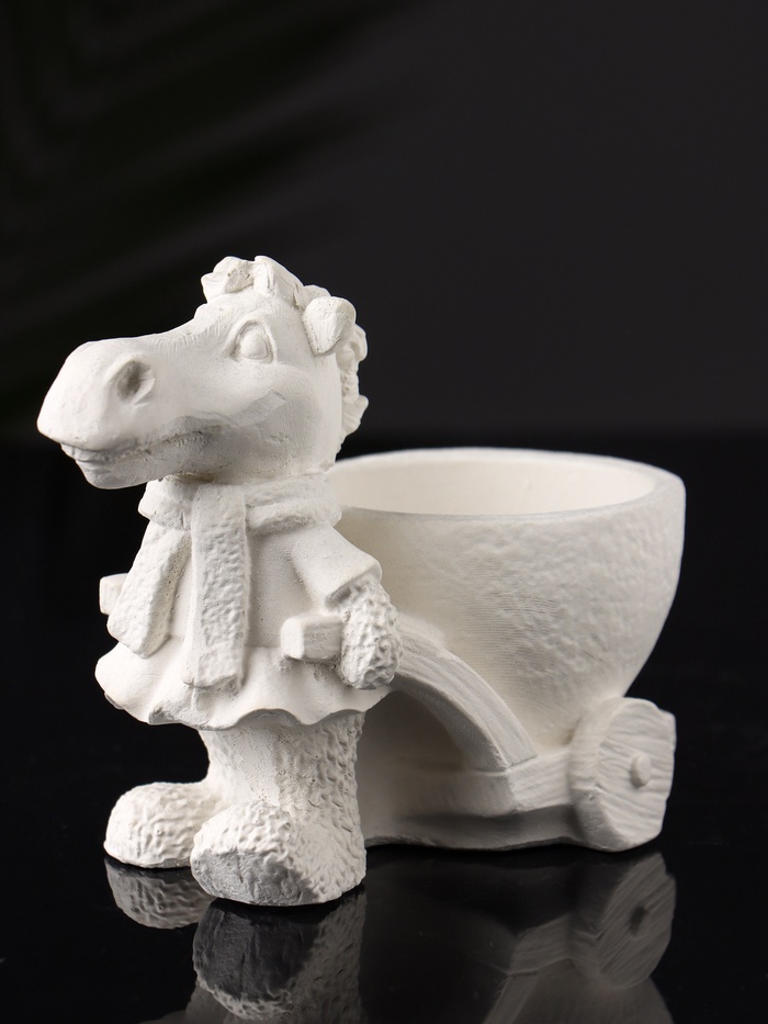 Фигурное кашпо для цветов «Лошадь с тележкой», гипс, 10×10×6 см - Фото 1