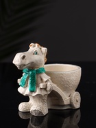 Фигурное кашпо для цветов «Лошадь с тележкой», гипс, 10×10×6 см, бежевый - Фото 1