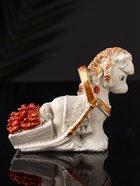 Фигурка гипс «Лошадка с телегой подарков», 12×9×5 см, бежевый - Фото 3