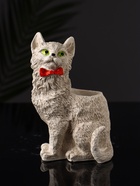 Подставка для мелочей "Кот с бантом" 14х9х7 см, бежевый - фото 14826920