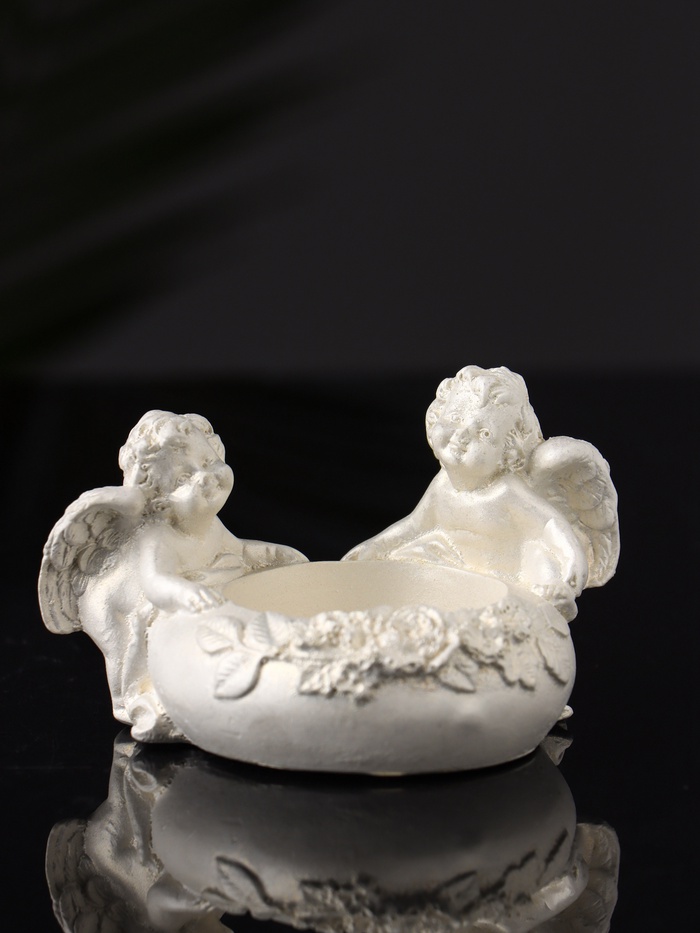 Подсвечник на 1 свечу «Ангелы на чаше», гипс, 7×7 см, перламутр - Фото 1
