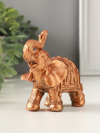 Фигурка гипс «Слон резной», 10×9.5×3 см, под бронзу