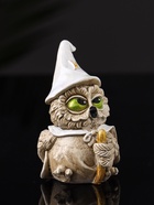 Фигурка гипс «Сова на метле», 9×6×5 см, бежевый - фото 44569325