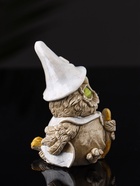 Фигурка гипс «Сова на метле», 9×6×5 см, бежевый - фото 44569326