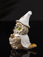 Фигурка гипс «Сова на метле», 9×6×5 см, бежевый - фото 44569328