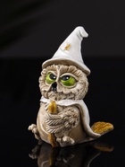 Фигурка гипс «Сова на метле», 9×6×5 см, бежевый - фото 44569329