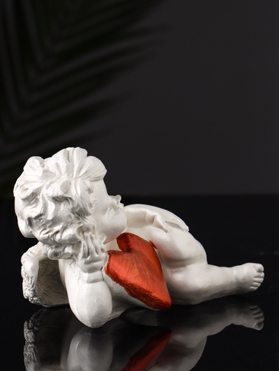 Фигурка гипс «Ангел с сердцем», 14×10×7 см, перламутр