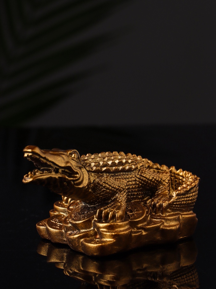 Фигурка гипс «Крокодил на деньгах», 12×10×8 см, под бронзу - Фото 1