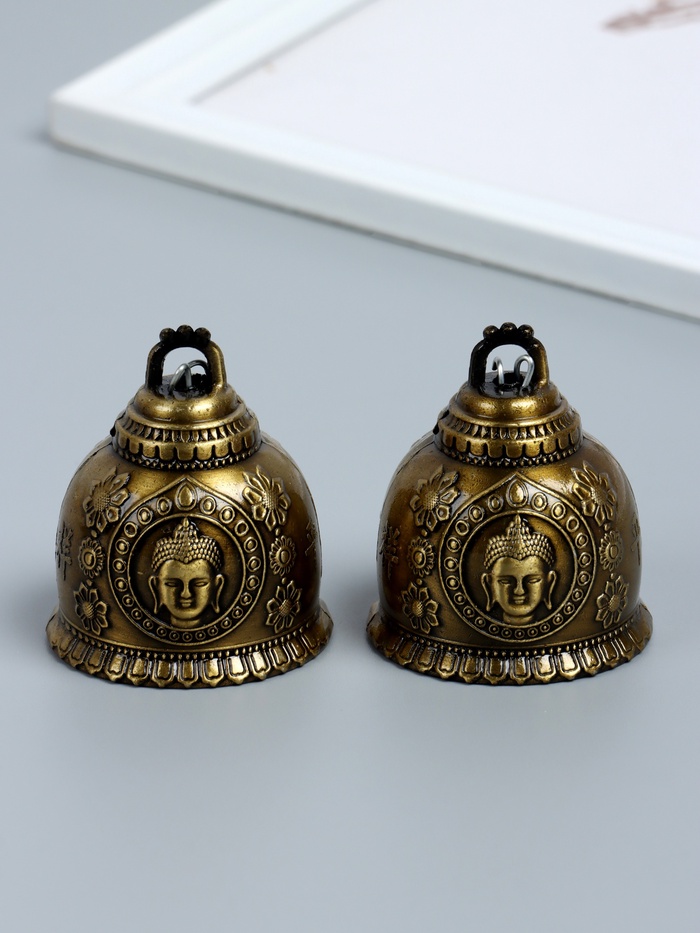 Набор колокольчиков «Будда», 2 шт., металл, 6×5×5 см - Фото 1