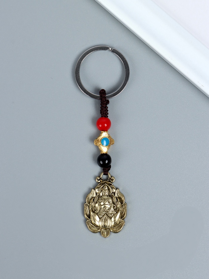 Брелок для ключей на кольце «Нэцкэ. Хотей в лотосе», металл, набор 2 шт., h=7.5 см - Фото 1