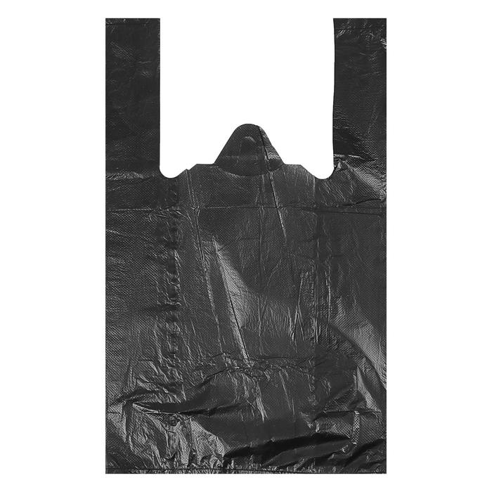 Пакет "Чёрный", полиэтиленовый, майка, 25 х 45 см, 9 мкм - Фото 1
