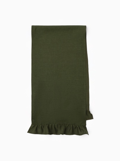 Дорожка на стол «Этель» Ivory, 40×150 см, зелёная, 100% лён 170 г/м²