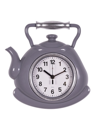 Часы настенные для кухни «Классика. Чайник», бесшумные, плавный ход, серые с серебром