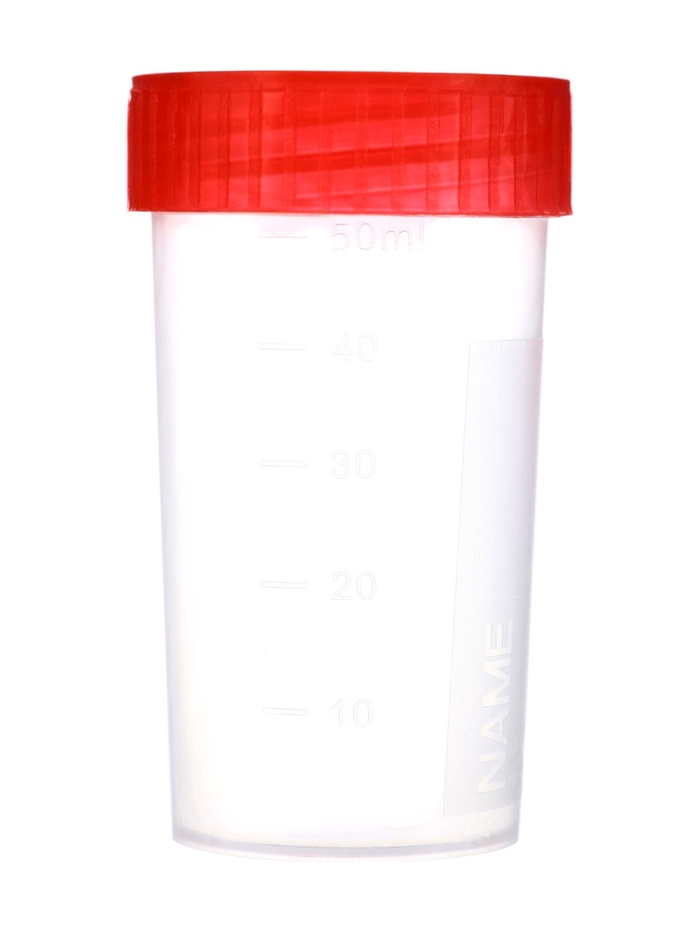 Контейнер для биоматериалов 60 мл, завинчивающаяся крышка, матовое окно, индивидуальная упаковка - Фото 1