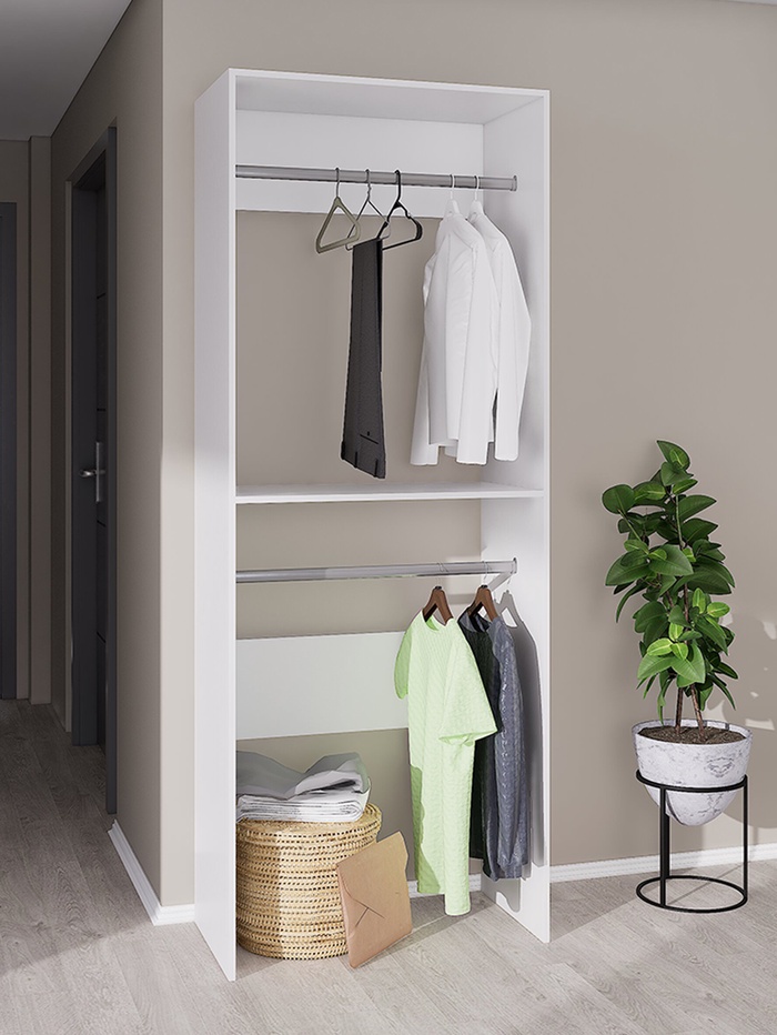 Вешалка модульной гардеробной системы «Модус», 2090×800×420 мм, цвет белый - Фото 1