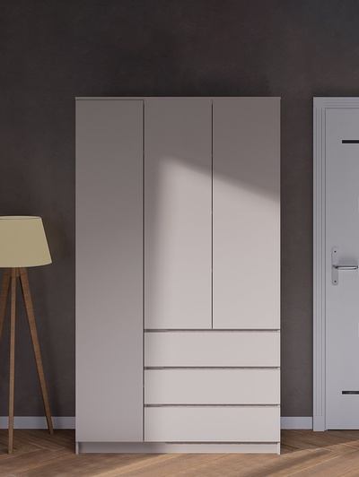 Шкаф прямой трёхстворчатый для одежды «Лора», с ящиками, 1200×500×2100 мм, цвет кашемир