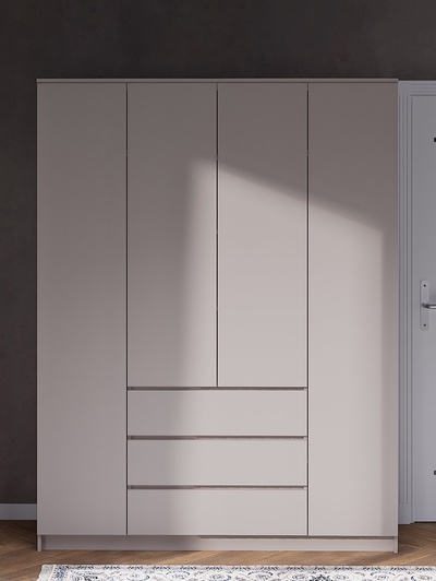 Шкаф прямой четырёхстворчатый для одежды «Лора», с полками, с ящиками, 1600×500×2100 мм, цвет кашемир