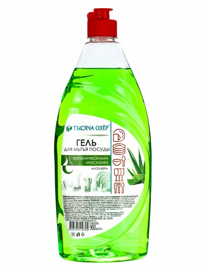 Средство для мытья посуды «ТЫСЯЧА ОЗЁР» алоэ вера, гель с органическими маслами, 900 мл