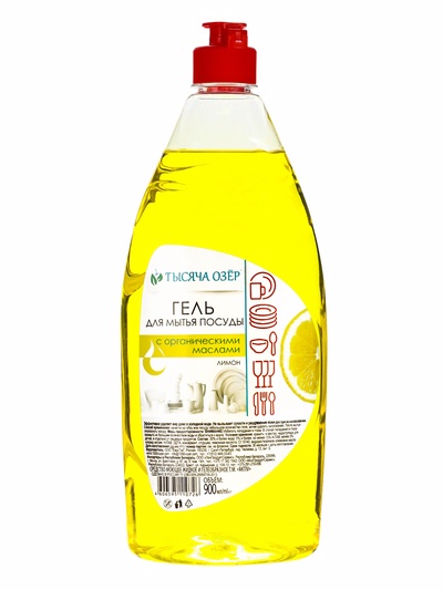 Средство для мытья посуды «ТЫСЯЧА ОЗЁР» лимон, гель с органическими маслами, 450 мл