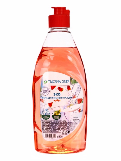 Средство для мытья посуды «ТЫСЯЧА ОЗЁР» арбуз, эко гель, 450 мл