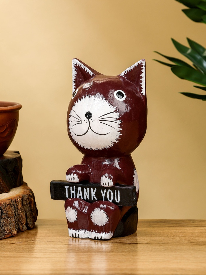 Сувенир «Кот с табличкой WELCOME», 10×7×16 см, дерево, бело-коричневый