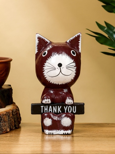 Сувенир «Кот с табличкой WELCOME», 10×7×16 см, дерево, бело-коричневый