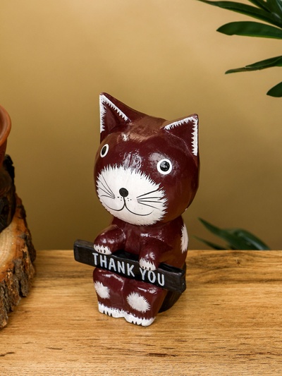 Сувенир «Кот с табличкой WELCOME», 10×7×16 см, дерево, бело-коричневый