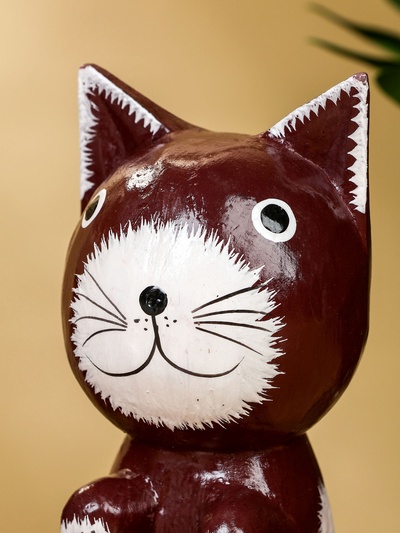 Сувенир «Кот с табличкой WELCOME», 10×7×16 см, дерево, бело-коричневый