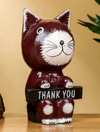 Сувенир "Кот с табличкой WELCOME" дерево 10х7х16 см, цв. бело-коричневый 10615568 - фото 16683874