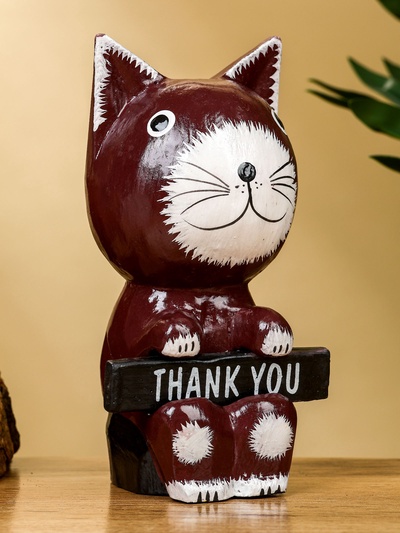 Сувенир «Кот с табличкой WELCOME», 10×7×16 см, дерево, бело-коричневый