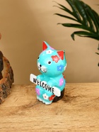 Сувенир «Кот с табличкой WELCOME», 8×5×10 см, дерево, бирюзовый 10615576 - фото 16701011