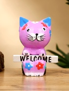 Сувенир «Кот с табличкой WELCOME», 8×5×10 см, дерево, сиреневый 10615577 - фото 16701016
