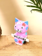 Сувенир «Кот с табличкой WELCOME», 8×5×10 см, дерево, сиреневый 10615577 - фото 16701018