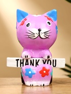 Сувенир «Кот с табличкой WELCOME», 8×5×10 см, дерево, сиреневый 10615577 - фото 16701021
