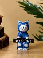Сувенир «Кот с табличкой WELCOME», 8×4×10 см, дерево, синий 10615578 - фото 16701023