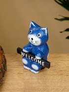 Сувенир «Кот с табличкой WELCOME», 8×4×10 см, дерево, синий 10615578 - фото 16701025