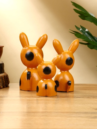 Набор сувенирный «Зайки», h=14 см, h=13 см, h=10 см, дерево, рыжий