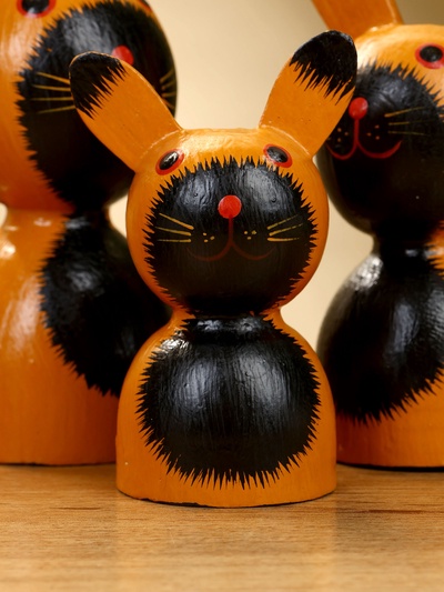 Набор сувенирный «Зайки», h=14 см, h=13 см, h=10 см, дерево, рыжий