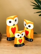 Набор сувенирный «Совята с сердечком», h=15 см, h=12.5 см, h=9.5 см, дерево, оранжево-желтый - Фото 5