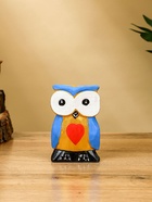 Набор сувенирный «Совята с сердечком», h=15 см, h=13 см, h=11 см, дерево, голубой с золотом - Фото 2