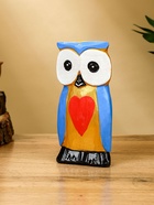 Набор сувенирный «Совята с сердечком», h=15 см, h=13 см, h=11 см, дерево, голубой с золотом - Фото 4