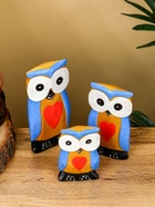 Набор сувенирный «Совята с сердечком», h=15 см, h=13 см, h=11 см, дерево, голубой с золотом - Фото 5