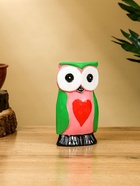 Набор сувенирный «Совята с сердечком», h=15 см, h=13 см, h=10 см, дерево, розово-зелёный - Фото 3