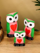 Набор сувенирный «Совята с сердечком», h=15 см, h=13 см, h=10 см, дерево, розово-зелёный - Фото 5