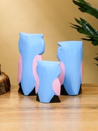 Набор сувенирный «Совята с сердечком», h=15 см, h=13 см, h=11 см, дерево, сиренево-голубой - Фото 2